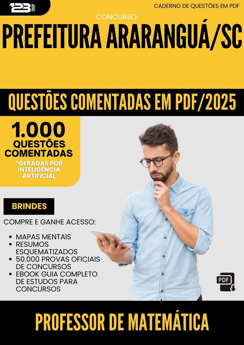 1000 Questões Comentadas para Concurso Professor De Matematica da Prefeitura Ararangua Sc 2025 - 1000 Questões