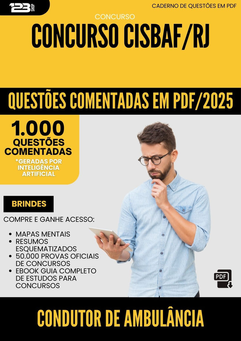 1000 Questões Comentadas para Concurso Cisbaf Rj 2025 Condutor De Ambulancia - 1000 Questões