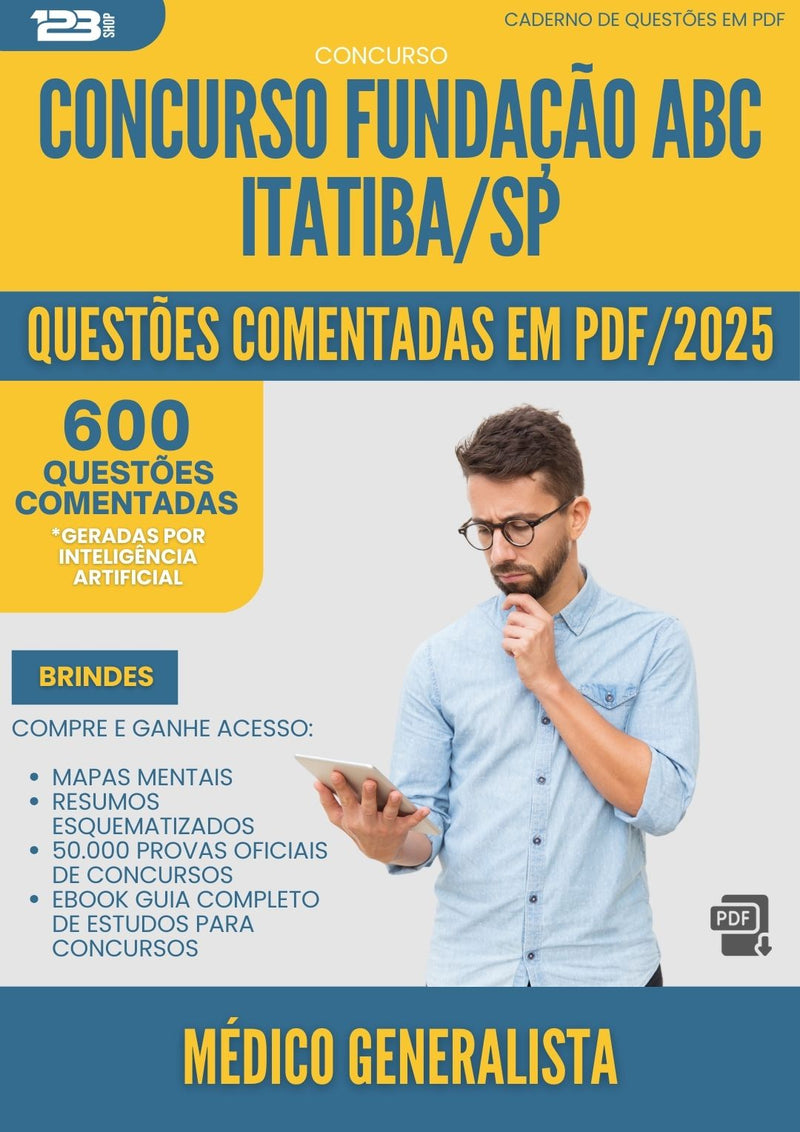 1000 Questões Comentadas para Concurso Medico Generalista Fundacao Abc da Prefeitura Itatiba Sp 2025 - 600 Questões