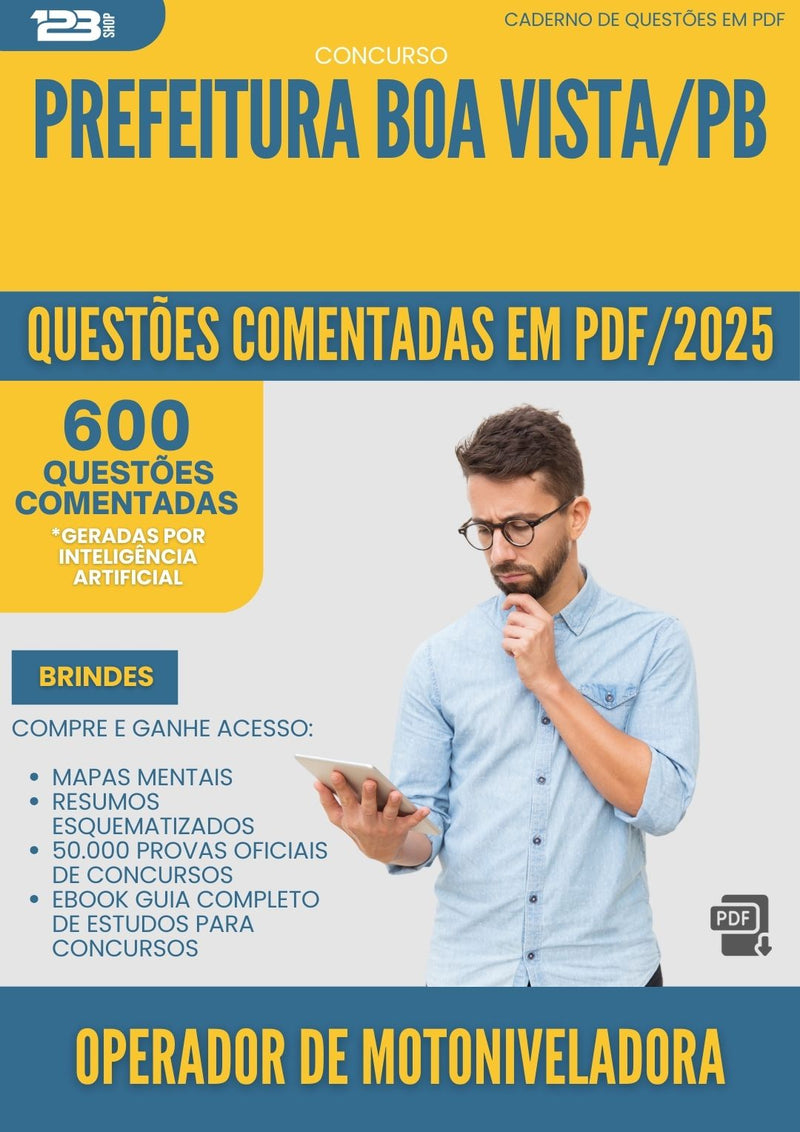 1000 Questões Comentadas para Concurso Operador De Motoniveladora da Prefeitura Boa Vista Pb 2025 - 600 Questões