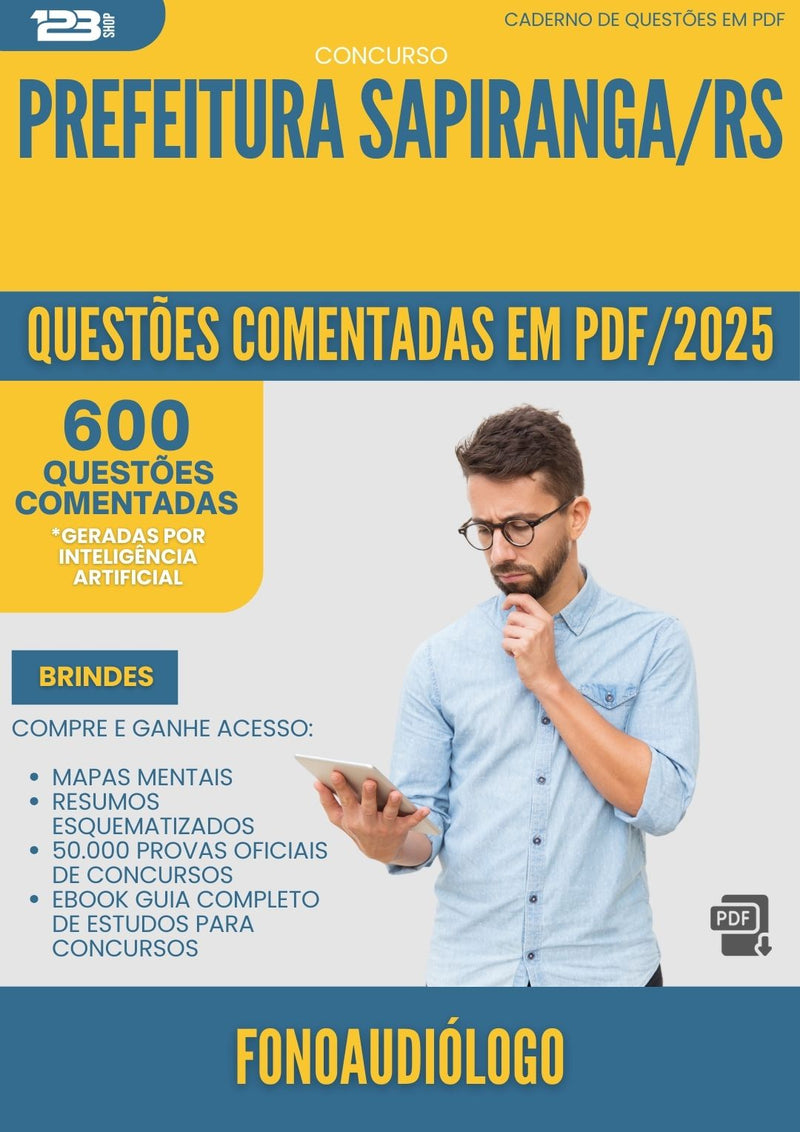 1000 Questões Comentadas para Concurso Fonoaudiologo da Prefeitura Sapiranga Rs 2025 - 600 Questões