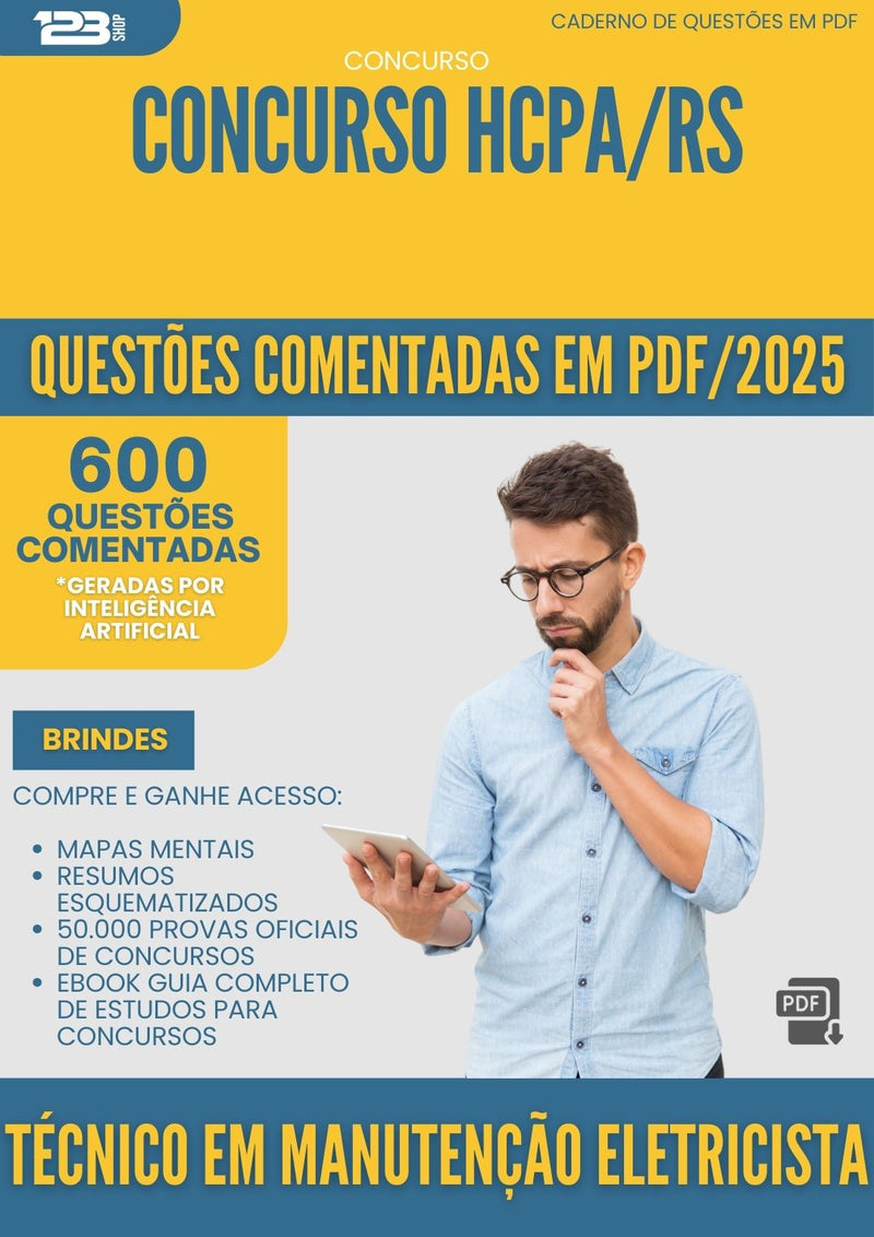 1000 Questões Comentadas para Concurso Tecnico Em Manutencao Eletricista Hcpa Rs 2025 - 600 Questões
