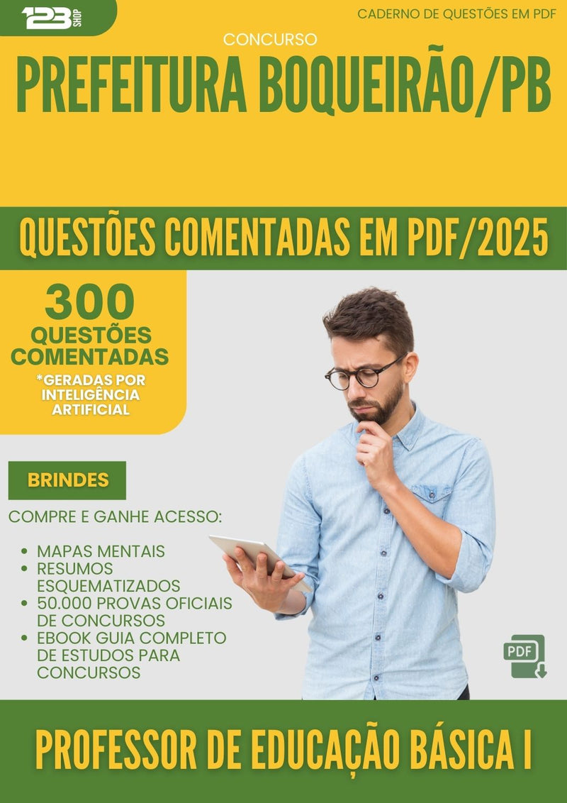1000 Questões Comentadas para Concurso Professor De Educacao Basica I da Prefeitura Boqueirao Pb 2025 - 400 Questões