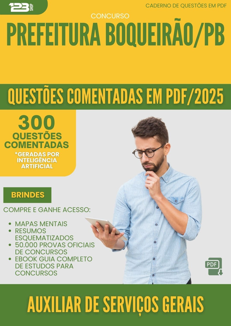 1000 Questões Comentadas para Concurso Auxiliar De Servicos Gerais da Prefeitura Boqueirao Pb 2025 - 400 Questões