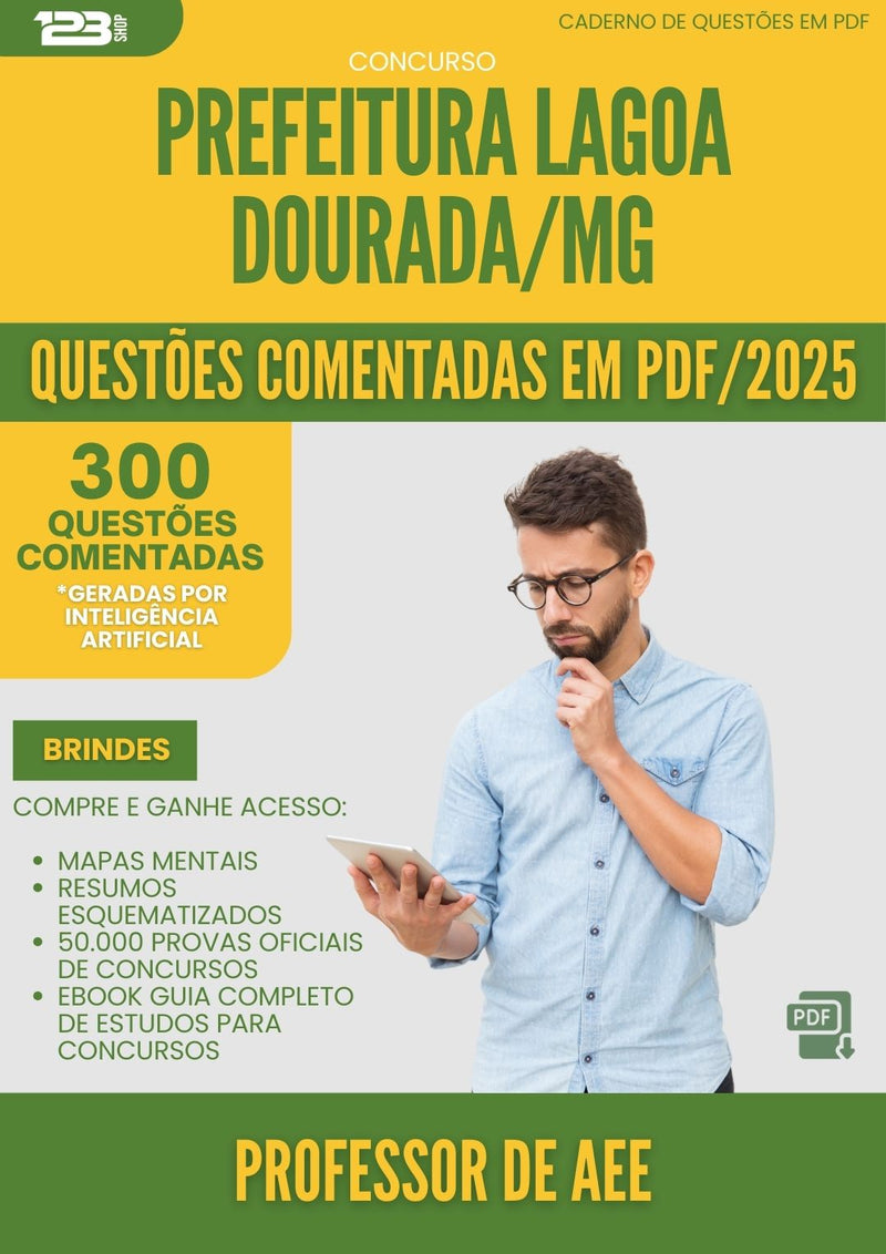 1000 Questões Comentadas para Concurso Professor De Aee da Prefeitura Lagoa Dourada Mg 2025 - 400 Questões