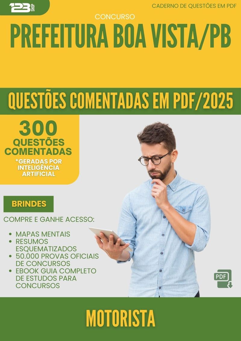 1000 Questões Comentadas para Concurso Motorista da Prefeitura Boa Vista Pb 2025 - 400 Questões