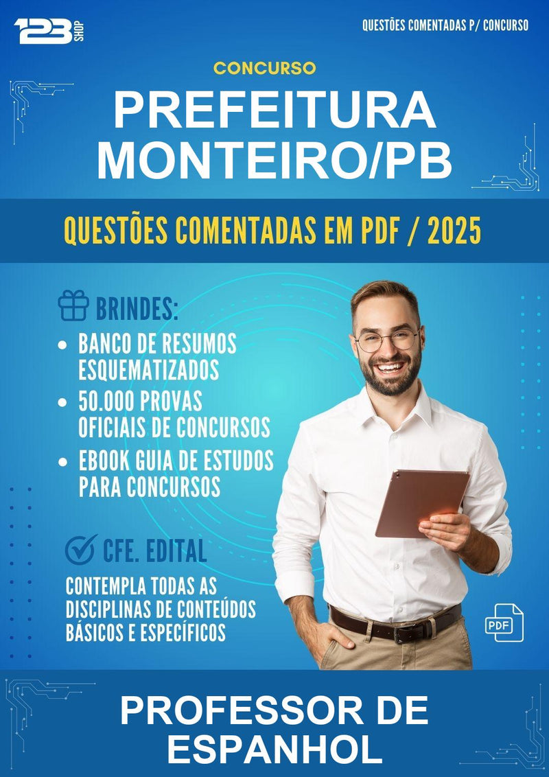 Questões Comentadas para o Concurso Prefeitura Monteiro/PB para Professor de Espanhol -600 Questões