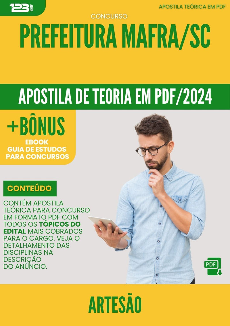 Apostila Teórica para Concurso Artesao Prefeitura da Prefeitura Mafra Sc 2024 - Conteúdo de Acordo com Edital