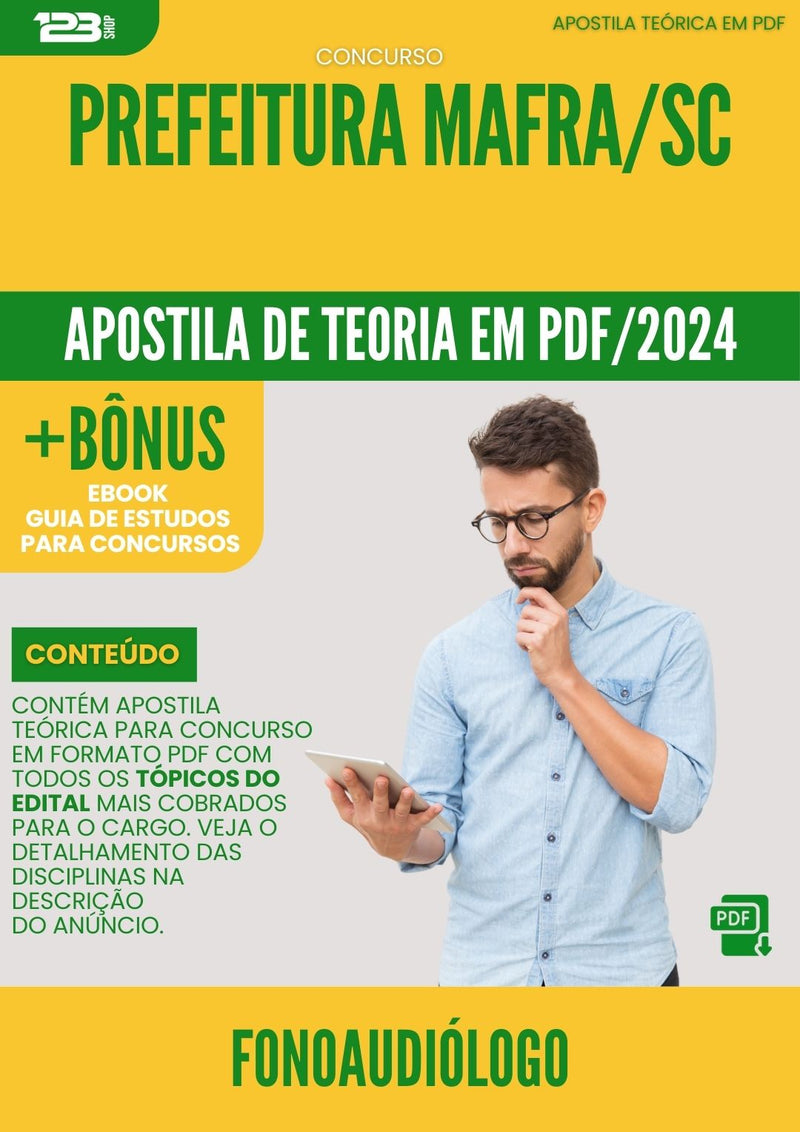 Apostila Teórica para Concurso Fonoaudiologo Prefeitura da Prefeitura Mafra Sc 2024 - Conteúdo de Acordo com Edital