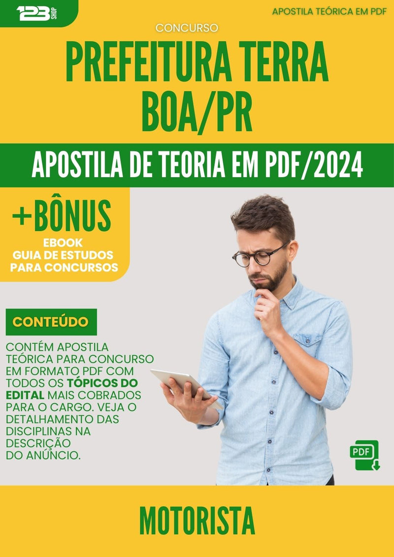 Apostila Teórica para Concurso Motorista da Prefeitura Terra Boa Pr 2024 - Conteúdo de Acordo com Edital