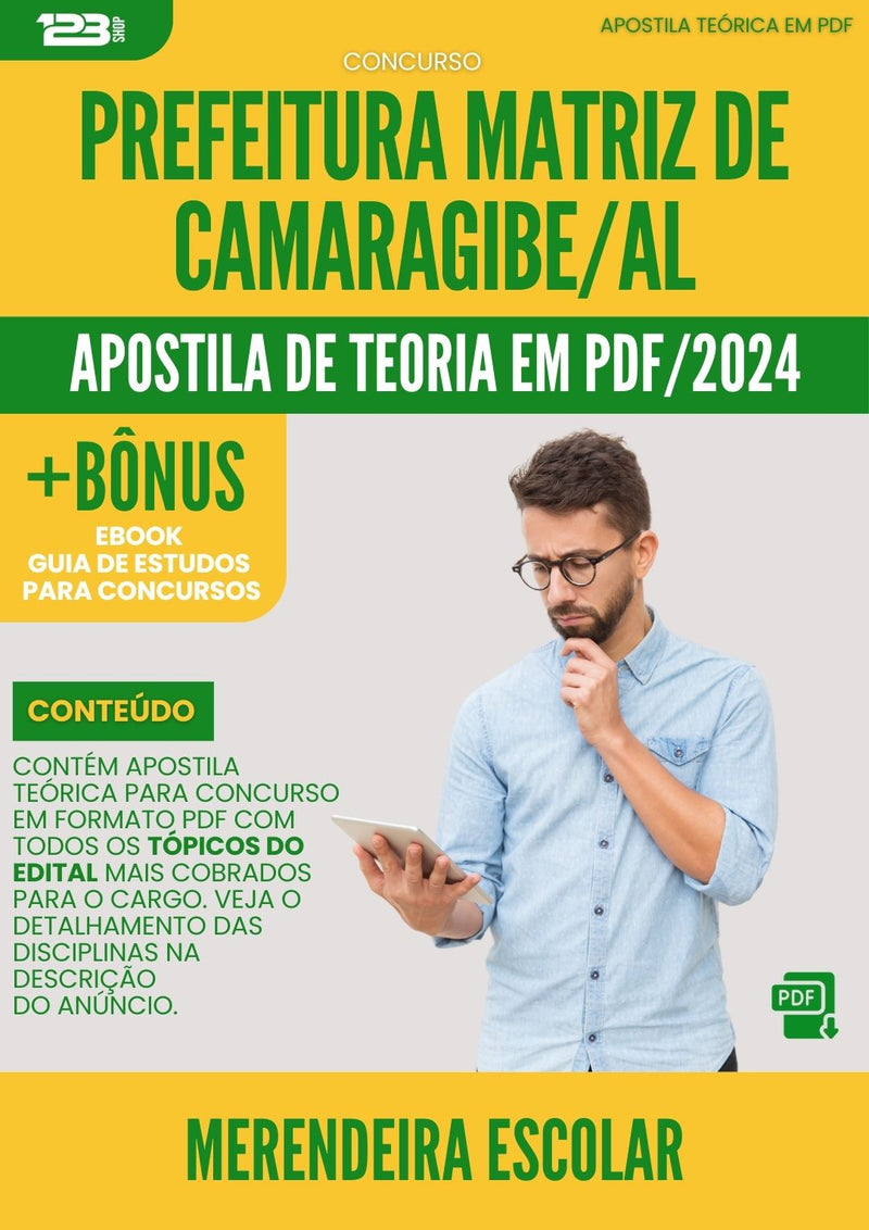 Apostila Teórica para Concurso Merendeira Escolar Matriz De da Prefeitura Camaragibe Al 2024 - Conteúdo de Acordo com Edital
