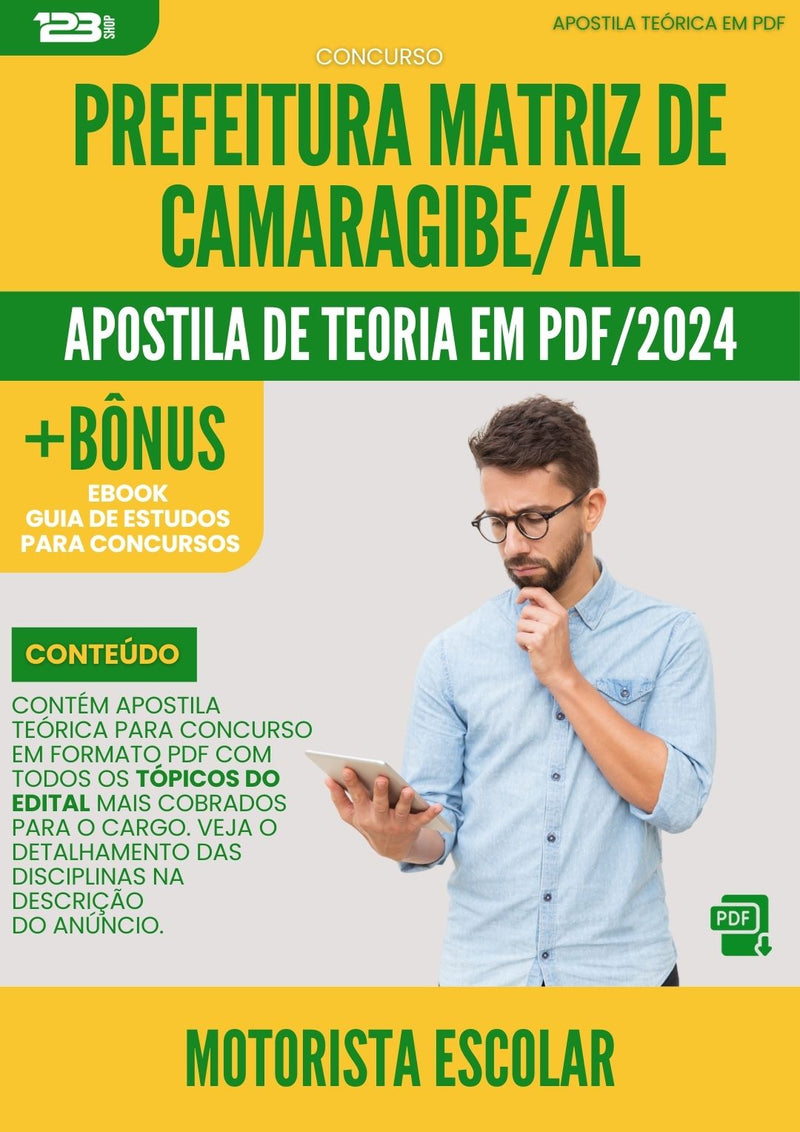 Apostila Teórica para Concurso Motorista Escolar Matriz De da Prefeitura Camaragibe Al 2024 - Conteúdo de Acordo com Edital