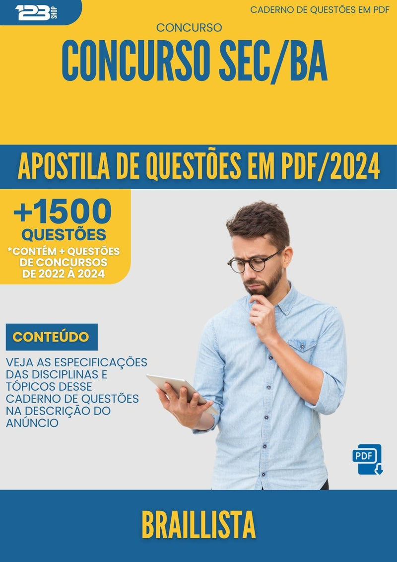 Apostila de Questões para Concurso Braillista Sec Ba 2024 - Mais de 1.500 Questões