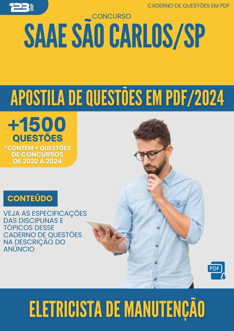 Apostila de Questões para Concurso Eletricista De Manutencao Saae da Prefeitura Sao Carlos Sp 2024 - Mais de 1.500 Questões