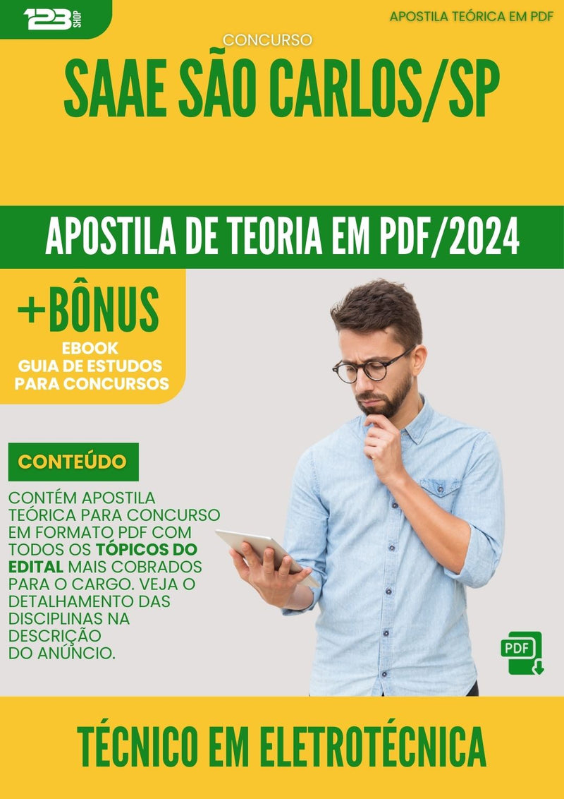 Apostila Teórica para Concurso Tecnico Em Eletrotecnica Saae da Prefeitura Sao Carlos Sp 2024 - Conteúdo de Acordo com Edital