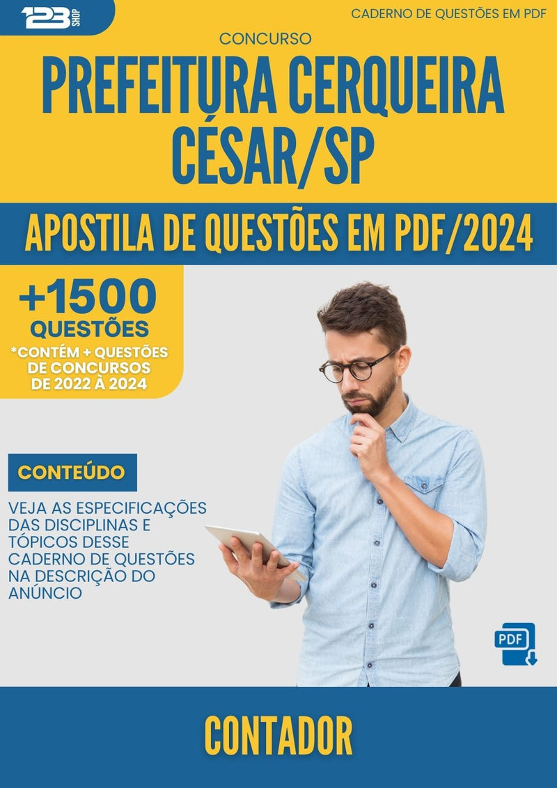 Apostila de Questões para Concurso Contador da Prefeitura Cerqueira Cesar Sp 2024 - Mais de 1.500 Questões
