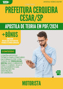 Apostila Teórica para Concurso Motorista da Prefeitura Cerqueira Cesar Sp 2024 - Conteúdo de Acordo com Edital