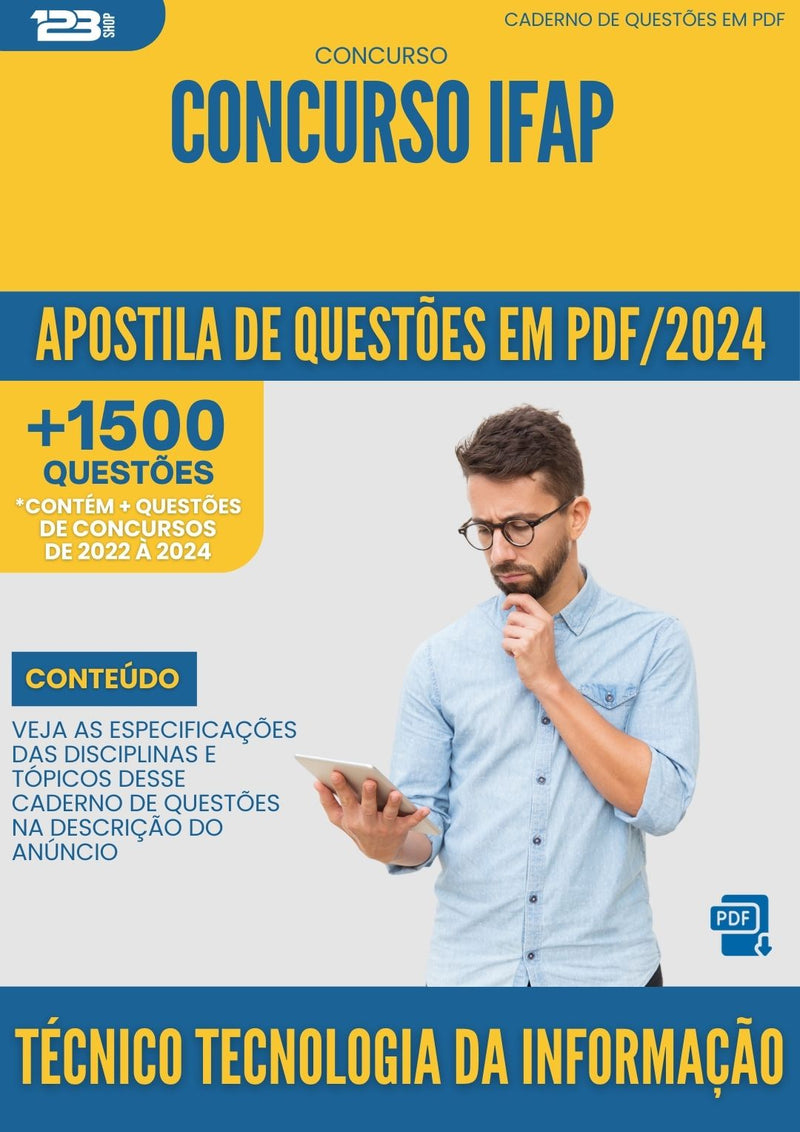 Apostila de Questões para Concurso Concurso Ifap 2024 Tecnico Tecnologia Da Informacao - Mais de 1.500 Questões