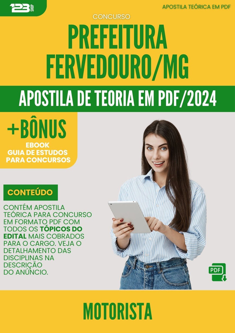 Apostila Teórica para Concurso Motorista da Prefeitura Fervedouro Mg 2024 - Conteúdo de Acordo com Edital