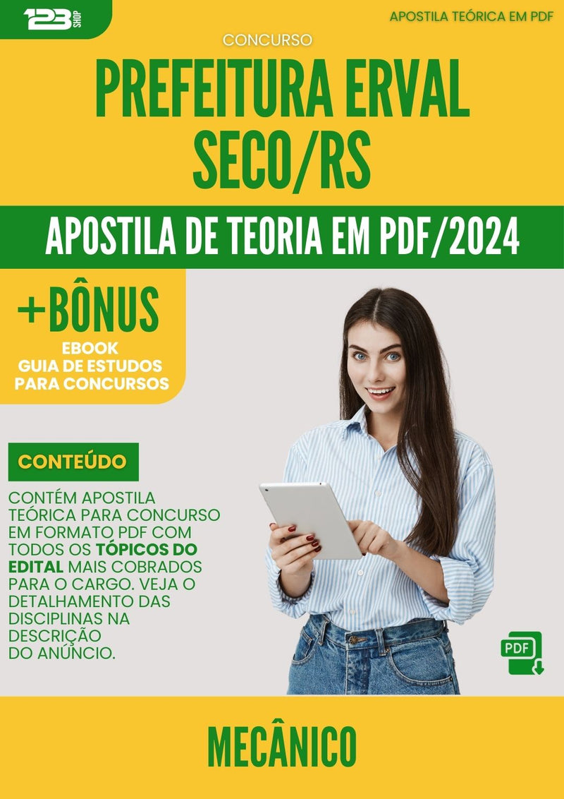 Apostila Teórica para Concurso Mecanico da Prefeitura Erval Seco Rs 2024 - Conteúdo de Acordo com Edital