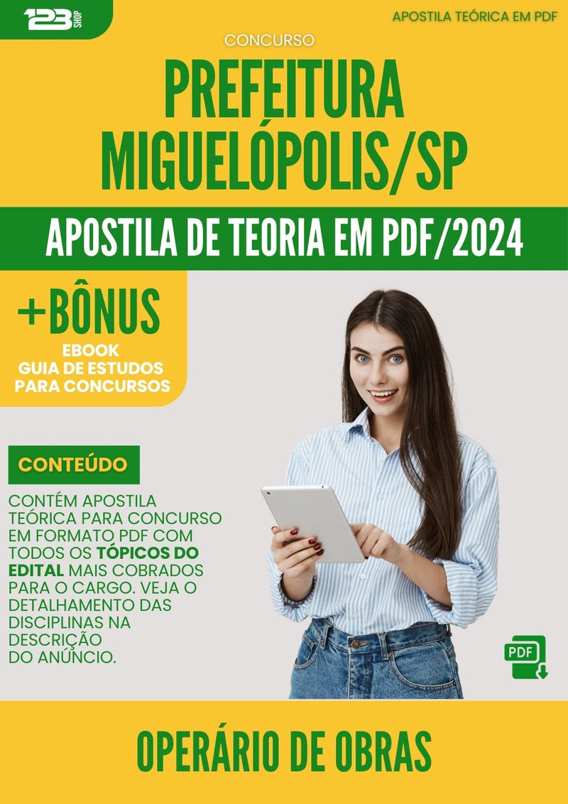 Apostila Teórica para Concurso Operario De Obras da Prefeitura Miguelopolis Sp 2024 - Conteúdo de Acordo com Edital