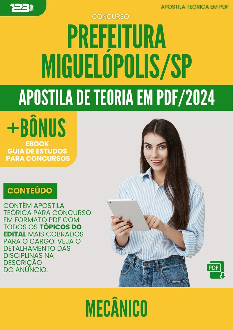 Apostila Teórica para Concurso Mecanico da Prefeitura Miguelopolis Sp 2024 - Conteúdo de Acordo com Edital