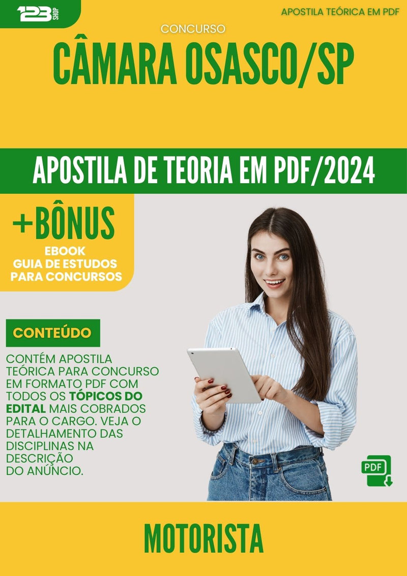 Apostila Teórica para Concurso Motorista Camara da Prefeitura Osasco Sp 2024 - Conteúdo de Acordo com Edital