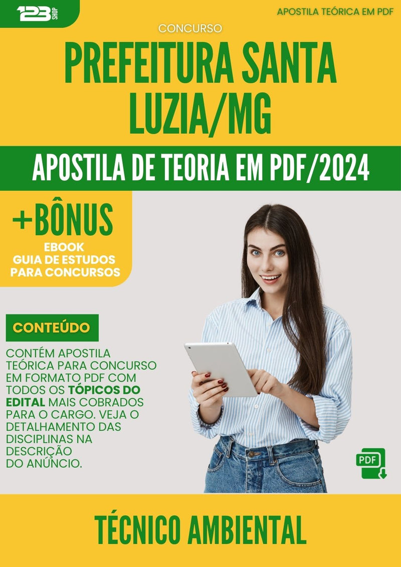 Apostila Teórica para Concurso Tecnico Ambiental da Prefeitura Santa Luzia Mg 2024 - Conteúdo de Acordo com Edital