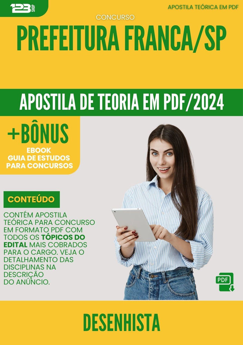 Apostila Teórica para Concurso Desenhista da Prefeitura Franca Sp 2024 - Conteúdo de Acordo com Edital