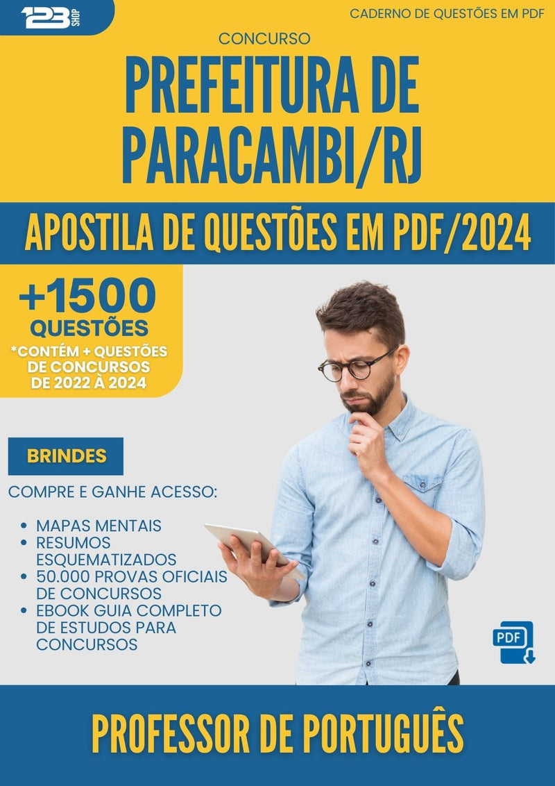 Apostila de Questões para Concurso Professor De Portugues da Prefeitura Paracambi Rj 2024 - Mais de 1.500 Questões