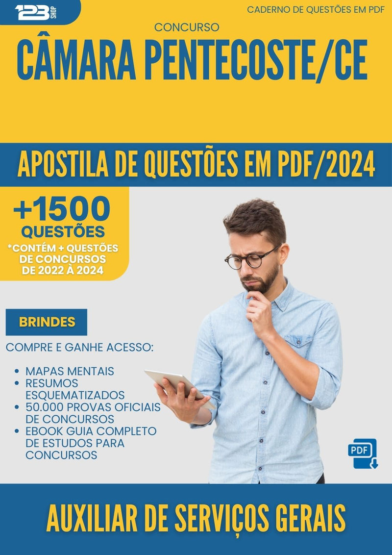 Apostila de Questões para Concurso Auxiliar De Servicos Gerais Camara da Prefeitura Pentecoste Ce 2024 - Mais de 1.500 Questões