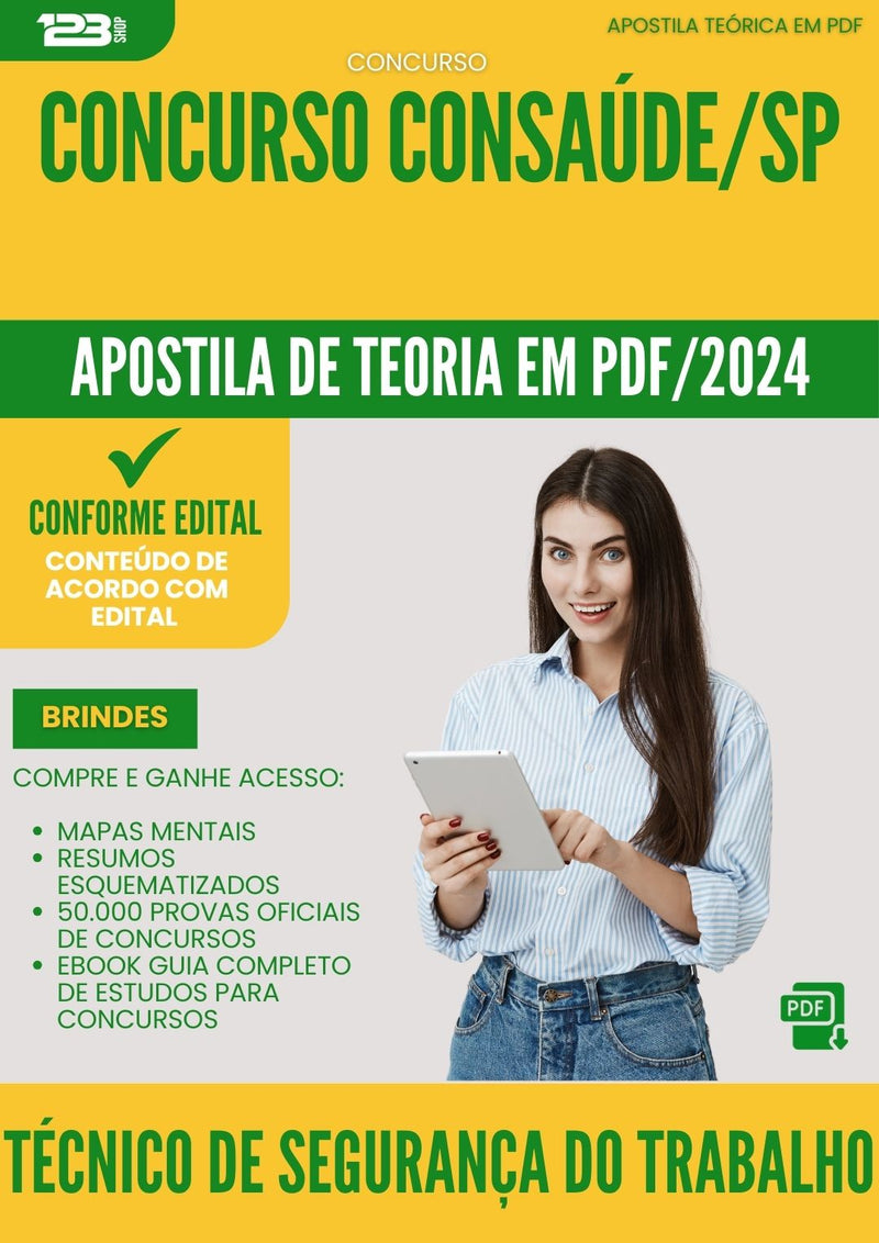 Apostila Teórica para Concurso Tecnico De Seguranca Do Trabalho Consaude Sp 2024 - Conteúdo de Acordo com Edital