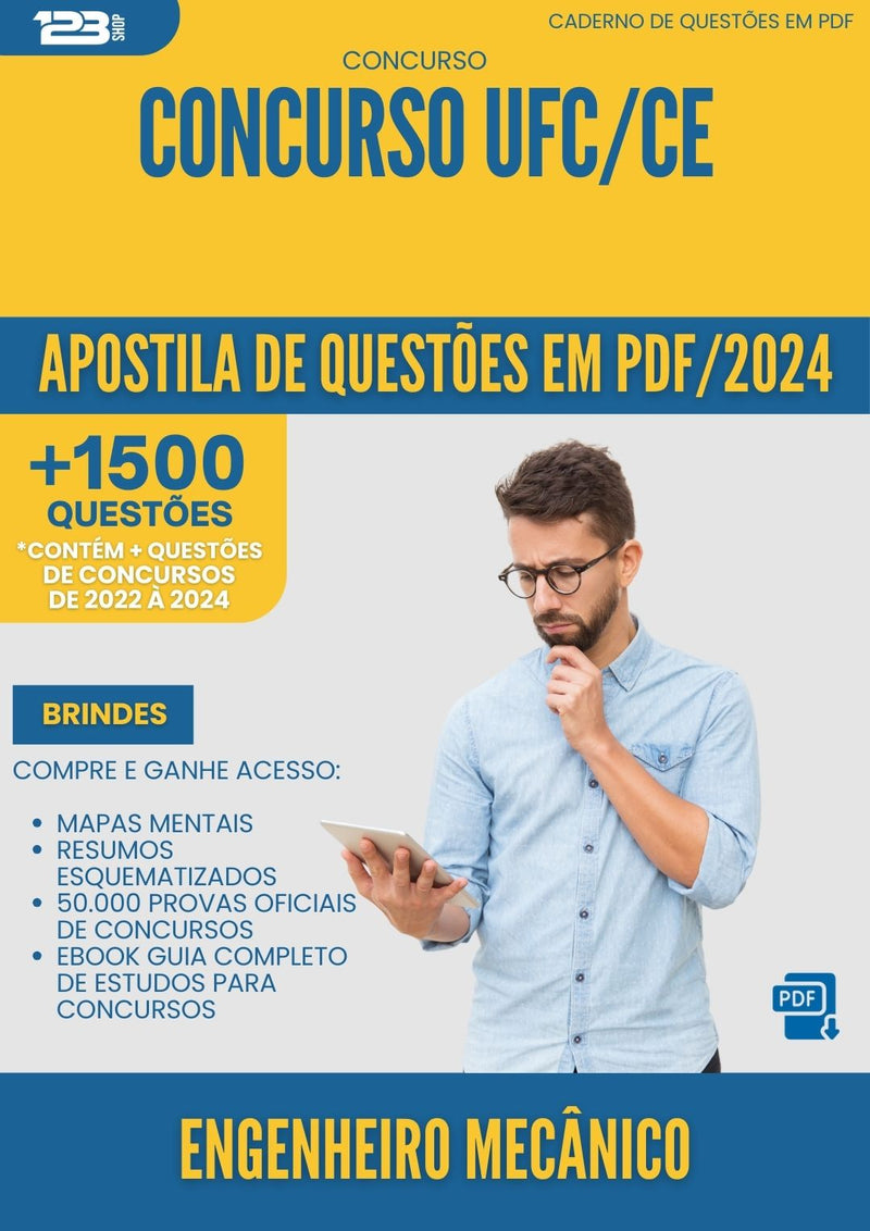 Apostila de Questões para Concurso Engenheiro Mecanico Ufc Ce 2024 - Mais de 1.500 Questões