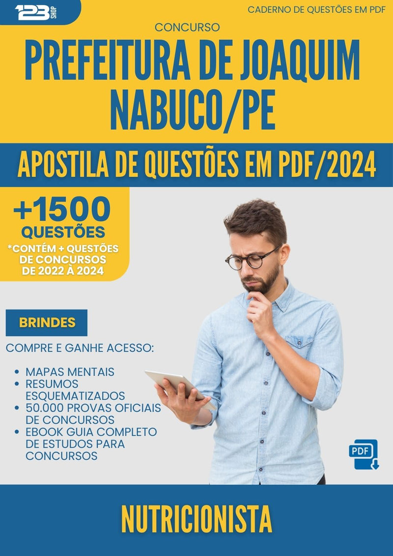Apostila de Questões para Concurso Nutricionista da Prefeitura Joaquim Nabuco Pe 2024 - Mais de 1.500 Questões