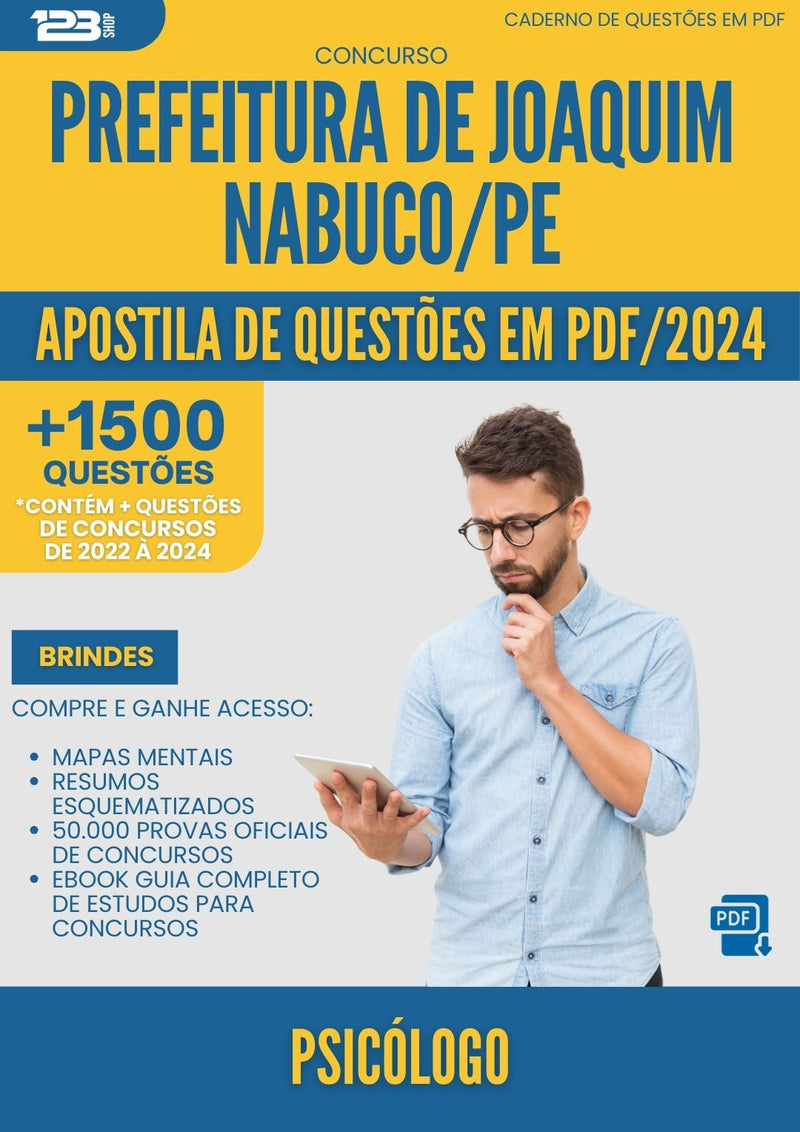 Apostila de Questões para Concurso Psicologo da Prefeitura Joaquim Nabuco Pe 2024 - Mais de 1.500 Questões