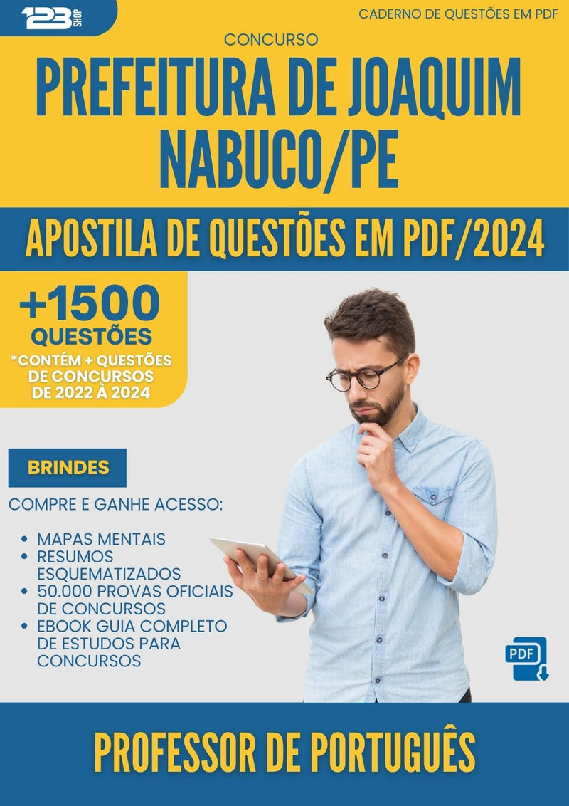 Apostila de Questões para Concurso Professor De Portugues da Prefeitura Joaquim Nabuco Pe 2024 - Mais de 1.500 Questões