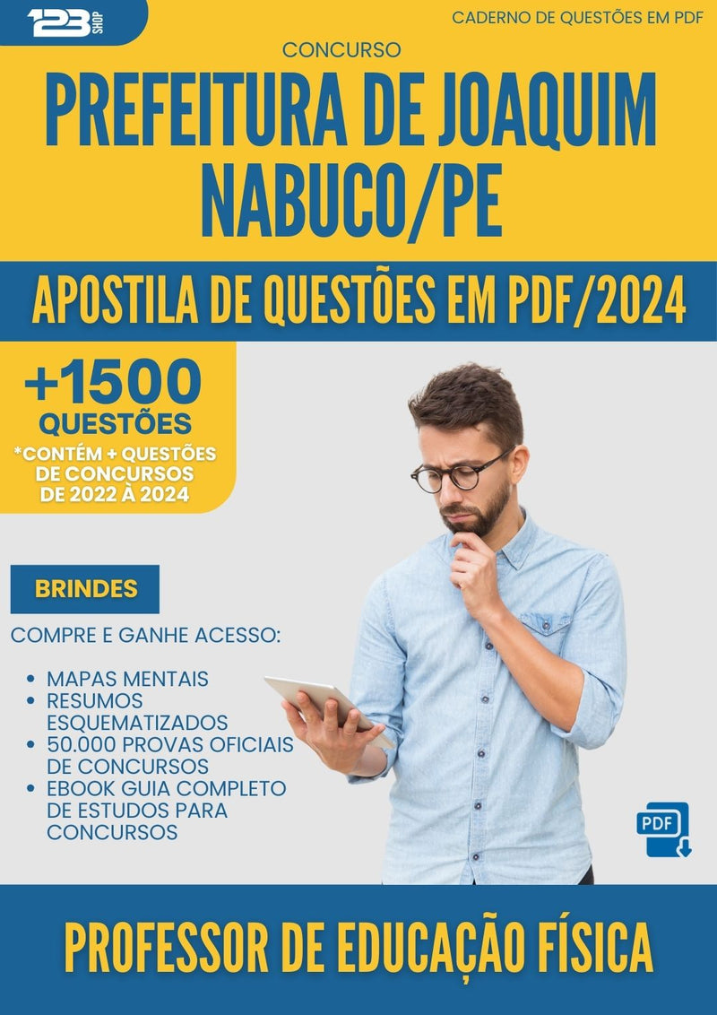 Apostila de Questões para Concurso Professor De Educacao Fisica da Prefeitura Joaquim Nabuco Pe 2024 - Mais de 1.500 Questões