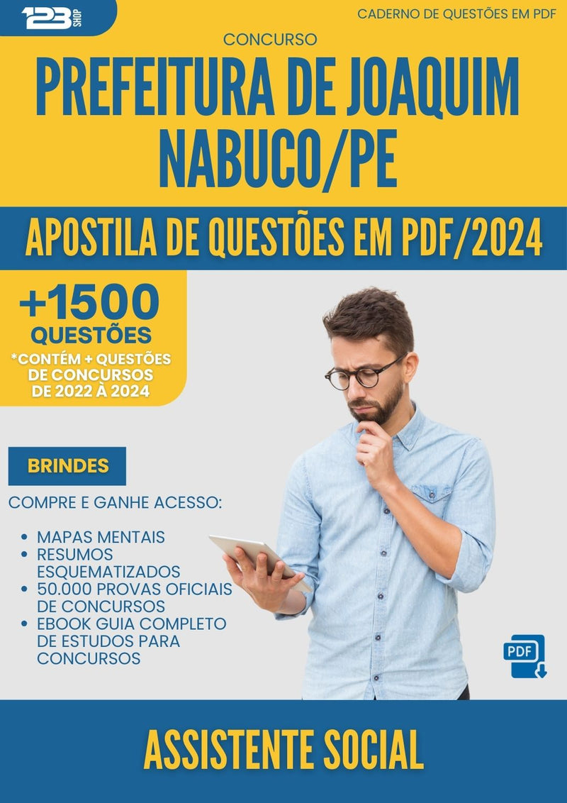 Apostila de Questões para Concurso Assistente Social da Prefeitura Joaquim Nabuco Pe 2024 - Mais de 1.500 Questões
