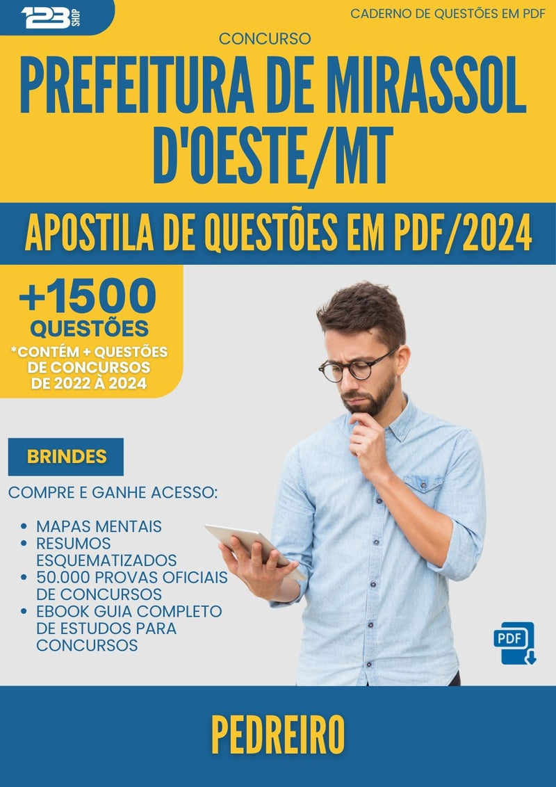 Apostila de Questões para Concurso Pedreiro da Prefeitura Mirassol Doeste Mt 2024 - Mais de 1.500 Questões