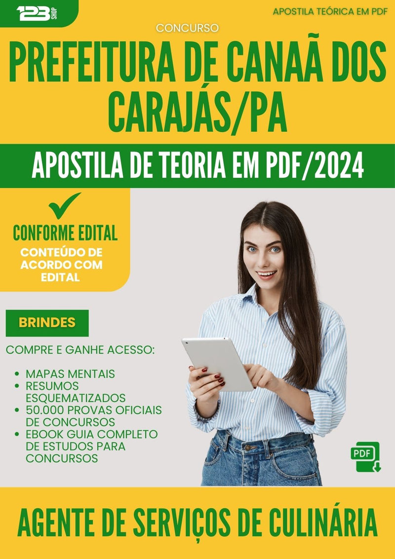Apostila Teórica para Concurso Agente Servicos De Culinaria da Prefeitura Canaa Dos Carajas Pa 2024 - Conteúdo de Acordo com Edital