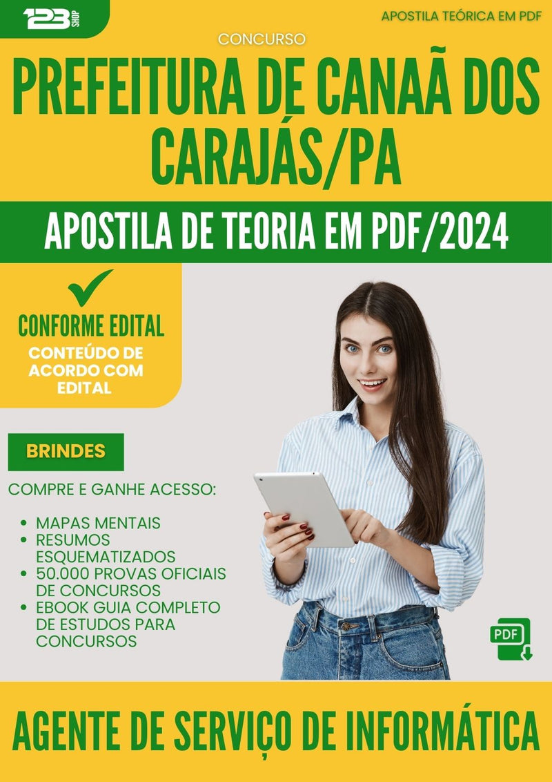 Apostila Teórica para Concurso Agente Servico De Informatica da Prefeitura Canaa Dos Carajas Pa 2024 - Conteúdo de Acordo com Edital