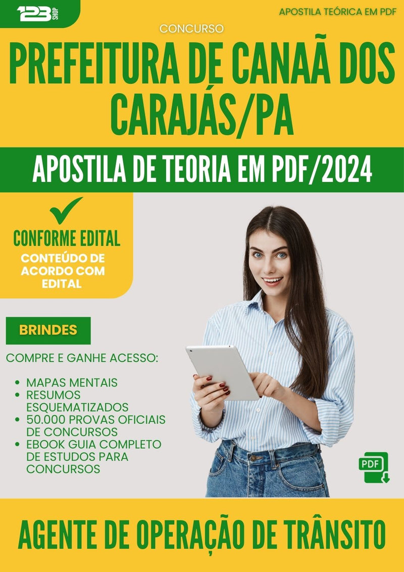 Apostila Teórica para Concurso Agente Operacao De Transito da Prefeitura Canaa Dos Carajas Pa 2024 - Conteúdo de Acordo com Edital