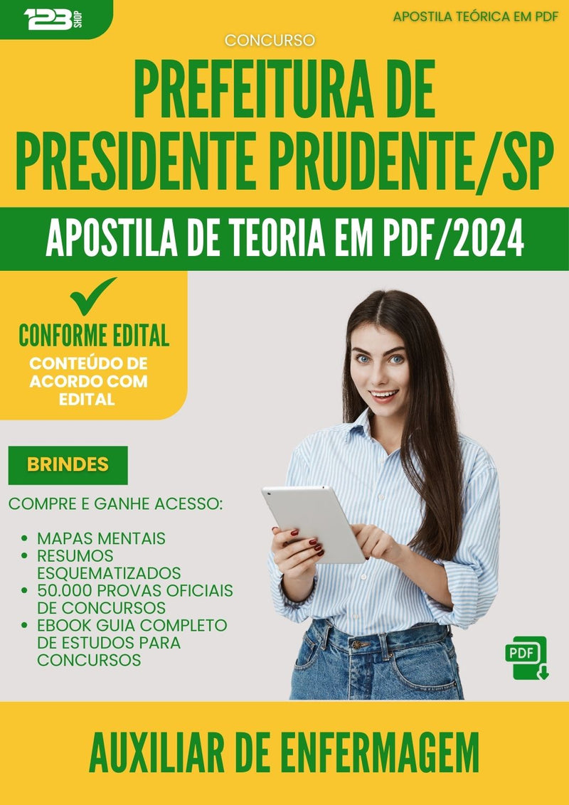 Apostila Teórica para Concurso Auxiliar De Enfermagem da Prefeitura Presidente Prudente Sp 2024 - Conteúdo de Acordo com Edital