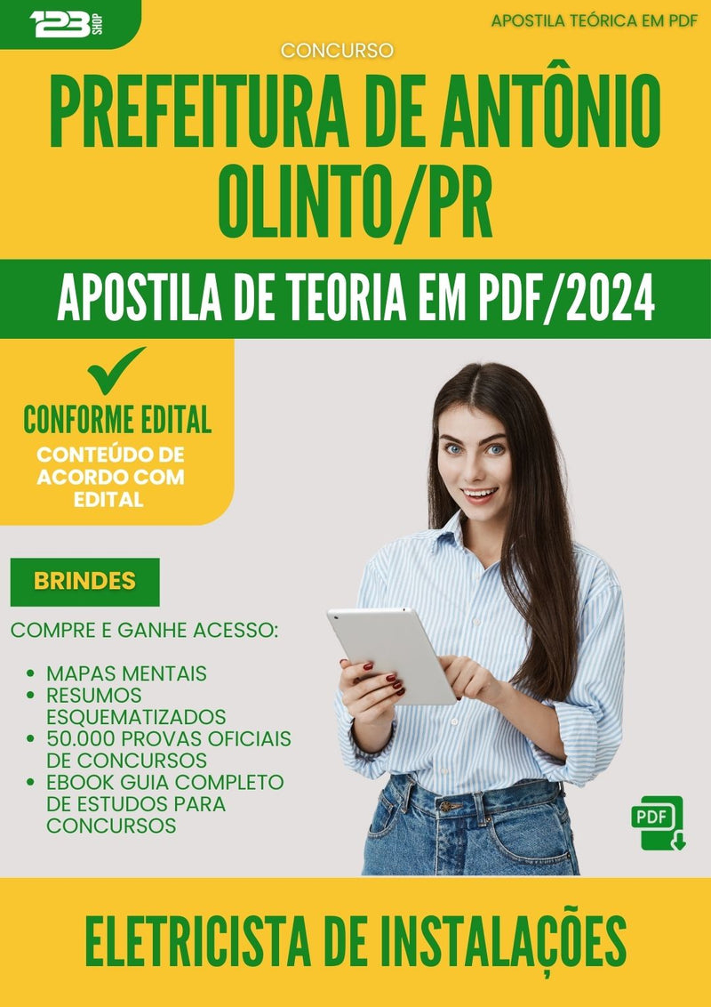 Apostila Teórica para Concurso Eletricista De Instalacoes da Prefeitura Antonio Olinto Pr 2024 - Conteúdo de Acordo com Edital