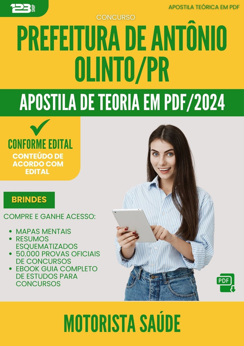 Apostila Teórica para Concurso Motorista Saude da Prefeitura Antonio Olinto Pr 2024 - Conteúdo de Acordo com Edital