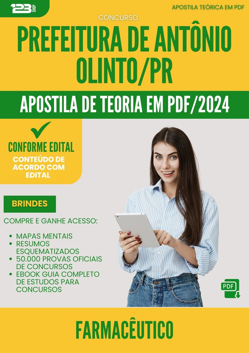 Apostila Teórica para Concurso Farmaceutico da Prefeitura Antonio Olinto Pr 2024 - Conteúdo de Acordo com Edital