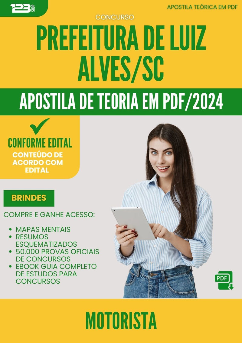 Apostila Teórica para Concurso Motorista da Prefeitura Luiz Alves Sc 2024 - Conteúdo de Acordo com Edital
