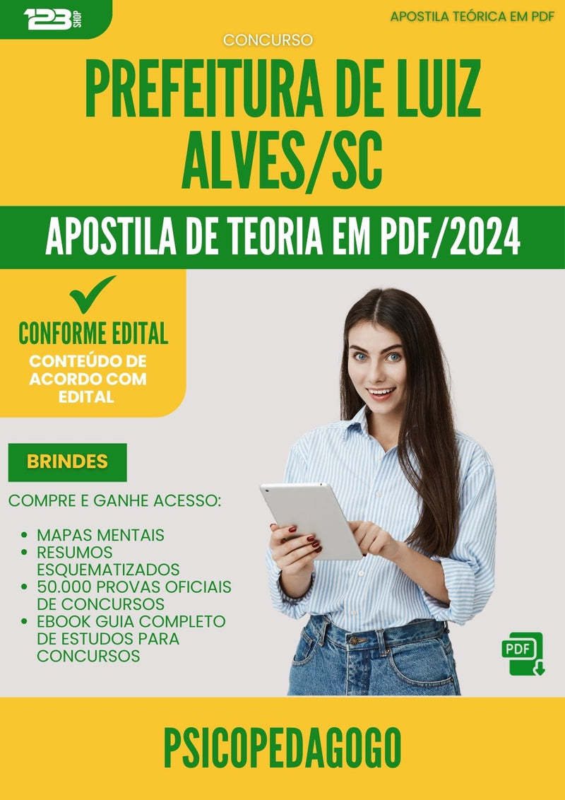 Apostila Teórica para Concurso Psicopedagogo da Prefeitura Luiz Alves Sc 2024 - Conteúdo de Acordo com Edital