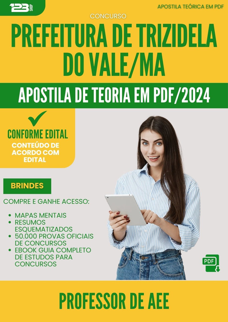 Apostila Teórica para Concurso Professor De Aee da Prefeitura Trizidela Do Vale Ma 2024 - Conteúdo de Acordo com Edital