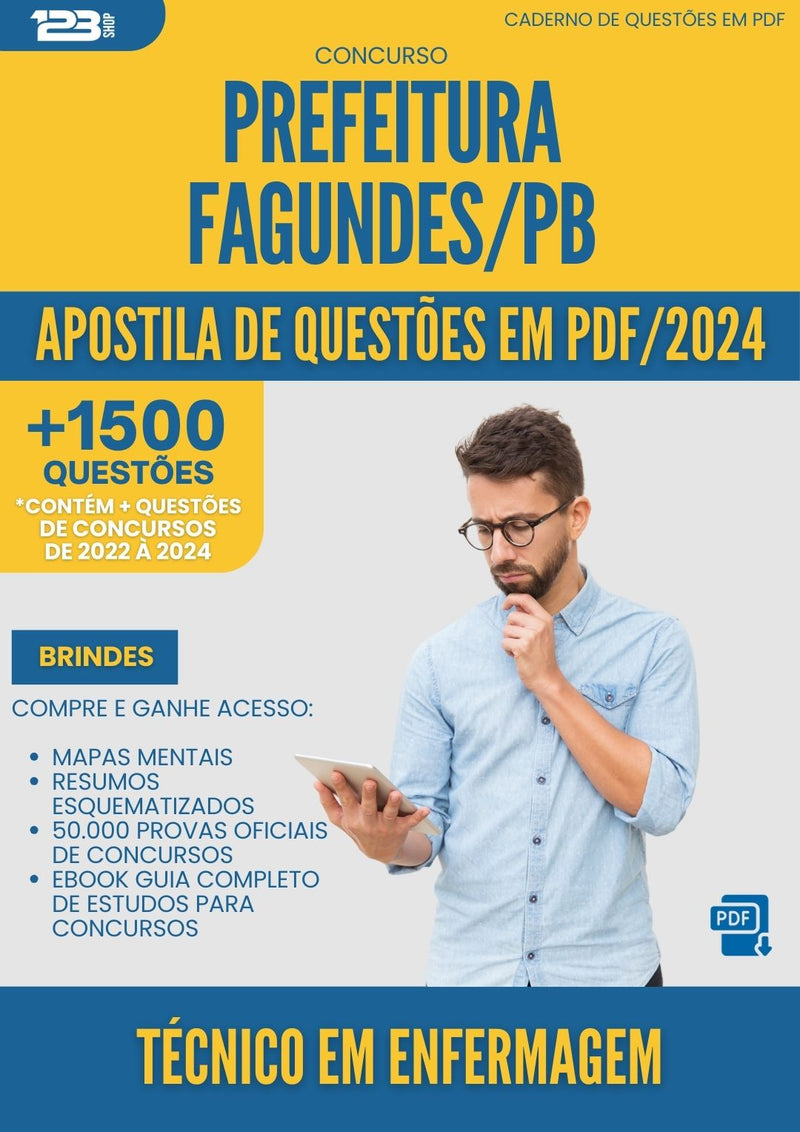 Apostila de Questões para Concurso Tecnico Em Enfermagem da Prefeitura Fagundes Pb 2024 - Mais de 1.500 Questões